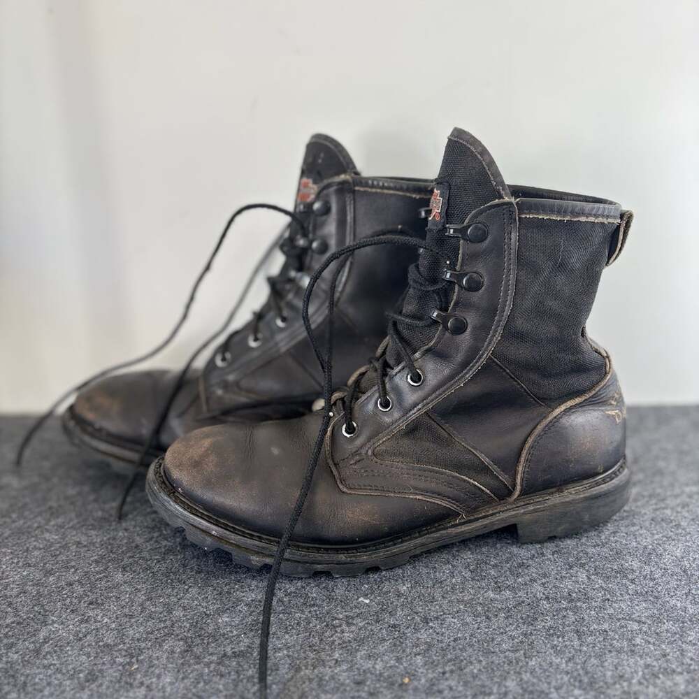 Harley Davidson Black Leather Combat Boots